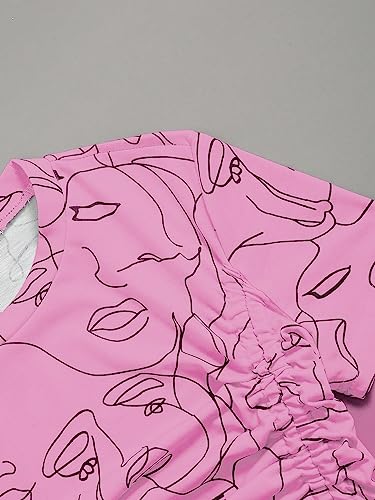 Toplot Printed Crop Top For Women With Short Sleeve (Crop-Top-5100-Pink-S),Pink,,B0CBPPTHVM