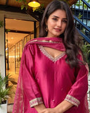 Anni Designer Women'S Rayon Viscose Straight Embroidered Kurta With Pant & Dupatta (Bagicha Rani-Vks04_Xxl_Pink_Xx-Large),Pink,2XL,,,