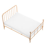 Totority Realistic Iron Frame Miniature Bed 1/12 Scale Dollhouse Bedding Comfortable Queen Size for Dollhouse Living Room Decor