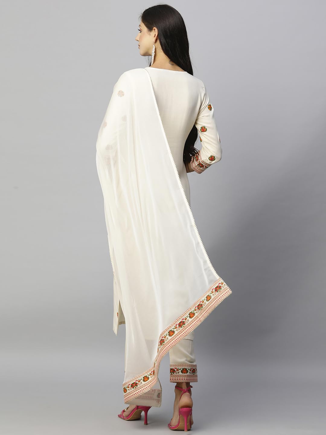 Gosriki Women'S Cotton Blend Straight Printed Kurta With Pant & Dupatta (Bakhshi Cream-Gs_Xxl_Cream_Xx-Large),Cream,2,B0CM9LV4RQ