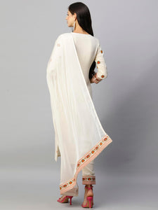 Gosriki Women'S Cotton Blend Straight Printed Kurta With Pant & Dupatta (Bakhshi Cream-Gs_Xxl_Cream_Xx-Large),Cream,2,B0CM9LV4RQ