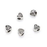 20pcs Love Heart Large Hole Beads (4.5mm Hole) Antique Silver