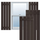 23W x 40H True Fit PVC Four Board Spaced Board-n-Batten Shutters, Raisin Brown (Per Pair - Hardware Not Included)