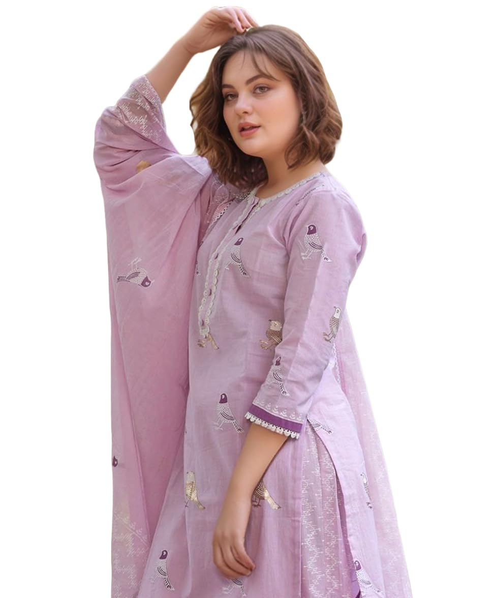 Anni Designer Women'S Rayon Blend Hand Block Printed Straight Kurta With Pant & Dupatta (Ragsri-Purple-Nw_Xl_Purple_X-Large),Purple,XL,,,