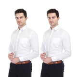 Xjarvis Clifton Men'S Regular Fit Cotton Blend Plain Shirt Full Sleeves Casual & Formal Summer Shirt With Pocket Design & Spread Collar Pack Of 2 (White Xl),White Pack of 2,,B0DNWFMDNB