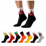 Divemaze Pack Of 7 Unisex Fire & Flame Print Crew Socks Soft Cotton, Breathable & Stretchable Streetwear Socks For Men & Women