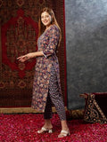 Gosriki Women'S Cotton Blend Straight Printed Kurta With Pant (Jetasri Begani-Gs_L_Begani_Large),Begani,,B0D73X2ZF3