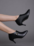 Shoetopia Women'S Black Pointed Toe Heeled Bellies Elegant Slip-On Pumps With Strap Detail | Office Shoes Eu40,Black,7,B0DRJD1815