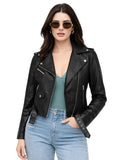 Leather Retail WomenS Black Biker Faux Leather Jacket