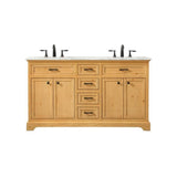 Elegant Decor Americana 60 Aluminum Mdf Double Bathroom Vanity In Natural Wood