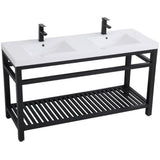 Elegant Decor Raya 60 Double Resin Top Metal Bathroom Vanity In Black