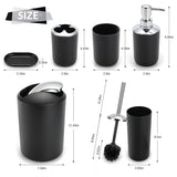 Bathroom Sets Accessories,Plastic 6 Piece Bathroom Accessory Set Bathroom Trash Can Set with Drawstring Trash Bags,Toothbrush Ho
