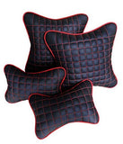 Pegasus Pu Leather Car Neck And Back Rest Cushion Pillows Combo For Maruti Grand Vitara Set Of 4|(Black)