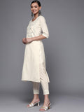 Libas Women'S Cotton Yoke Design Straight Kurta (24044O_Off White Off White S