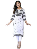 Anni Designer Women'S Cotton Blend Embroidered Straight Kurta (Stho-White-Cmd_M_White_Medium),White,M