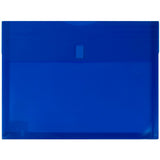 JAM PAPER Plastic Expansion Envelopes with Hook & Loop Closure - Letter Booklet - 9 3/4 x 13 with 1 Inch Expansion - Blue - 12/P