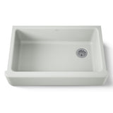 KOHLER K-6489-FF Whitehaven Farmhouse Self-Trimming Apron Front Single Basin Sink with Tall Apron, Sea Salt