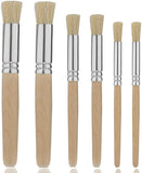 Wooden Stencil Brushes Set Of 6 Pcs, Bristle Brushes Wood Paint Template Brush, Perfect For Acrylic Painting, Oil Painting, Wate