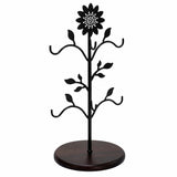 WARMEST SPIRIT Sunflower Coffee Mug Tree, Decorative 6Hook Black Metal Mug Rack and Coffee Cup Holder for Countertop, Coffee Ba