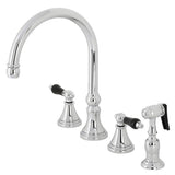 Kingston Brass KS2791PKLBS Duchess Widespread Kitchen Faucet with Brass Sprayer, 11.88 x 8.31 x 12.13, Polished Chrome