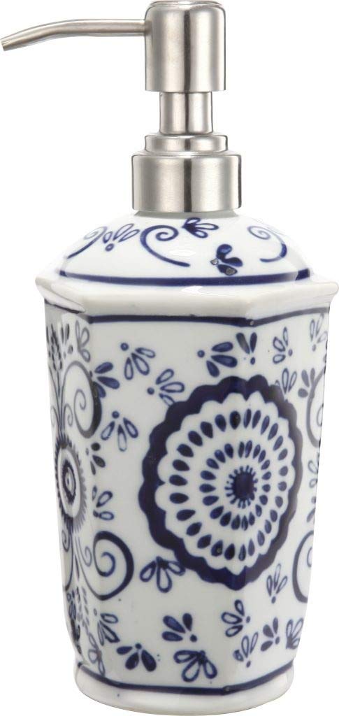Benjara Elegantly Crafted Bath Accessories, Set Of 4, Blue And White