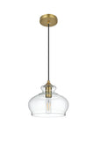 Living District Destry 1-Light Metal Pendant In Brass And Clear Finish