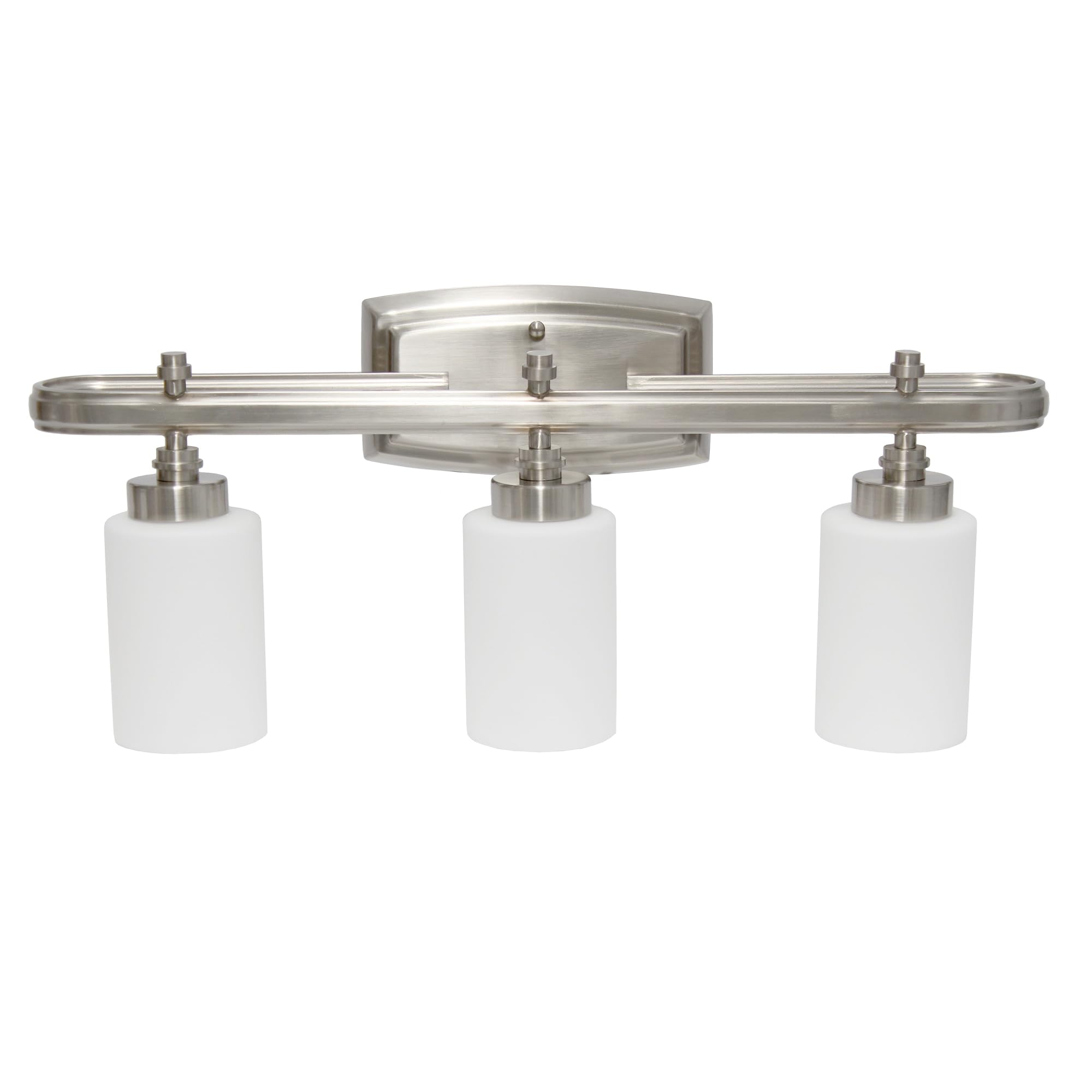 All The Rages Essentix 3-Light Metal Vanity Fixture With Opaque Shade In Nickel