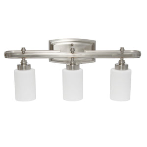 All The Rages Essentix 3-Light Metal Vanity Fixture With Opaque Shade In Nickel