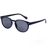 Madison Avenue Round Bifocal Reading Sunglasses for Women Men Spring Hinge,UV Protection Sun Reader Glasses (Black, 1.75)