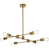 Living District Xavier 6-Light Mid-Century Metal Pendant In Brass