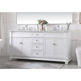 Elegant Decor Wesley 72 Steel And Solid Wood Double Bathroom Vanity Set - White