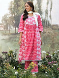 Libas Pink Floral Printed Panelled A-Line Kurta With Printed Palazzo