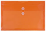 JAM PAPER Plastic Envelopes with Button & String Tie Closure - Legal Booklet - 9 3/4 x 14 1/2 - Orange - 3/Pack