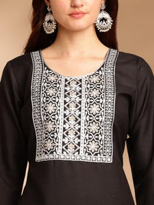 Lookmark Kurta Set: Fashion That Defines Grace And Glamour: Elevate Your Wardrobe With Our Cotton Blend Sets! Black Black M