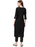 Ziyaa Women Crepe Floral Straight Kurta (Zikucr2831-Xl) Black