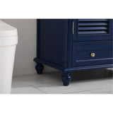 Elegant Decor Rhodes 36 Coastal Solid Wood Single Bathroom Vanity In Blue