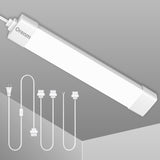LED Closet Light, 1.4FT 17in with Plug, 16W 1700LM 5000K IP65 Linkable Ceiling Shop Light with NO/Off Switch Plug Cord