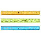 Charles Leonard CHL77336-48 Translucent 12 in. Plastic Ruler44; Assorted Color - 48 Each