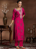 Libas Women'S Silk Blend Kurta Sets (36985_Pink_Xl)