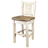 Montana Woodworks Homestead Collection Barstool With Back, Ready To Finish With Upholstered Seat, Buckskin Pattern