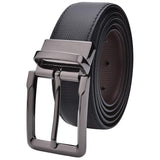 Hunavi Reversible Leather Belt For Men 2In1 Black & Brown Dress Belt With Rotating Buckle Versatile For Formal And Casual 