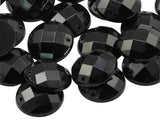 Allstarco 18mm Jet Black CH37 Flat Back Sew On Round Beads Acrylic Rhinestones Sewing Plastic Gems with Holes for Jewelry, Cloth