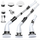 LABIGO Electric Spin Scrubber LA1 Pro, Cordless Spin Scrubber with 4 Replaceable Brush Heads and Adjustable Size Extension Handl