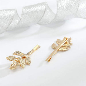 Olbye Leaf Hair Clip Dainty Gold Metal Barrette Hair Pin Bridal Hair Accessories Hair Holder For Women and Girls 2 Pcs