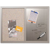 Bisilque Combo Fabric/Silver Magnetic Board,Wood Frame,24x18,Gray