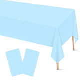 Mulbozy 2 Pcs Light Blue Plastic Tablecloth for Rectangle Table, 54108 inches Disposable Blue Party Table Covers for Boy Bir