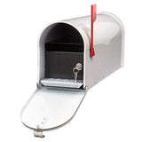 Qualarc E1MLBXLKITWHT Rust Proof Galvanized Steel Mailbox with Locking Insert, Steel Latch & Red Aluminum Flag, White