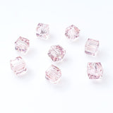Chengmu 6mm Cube Glass Beads for Jewelry Making, Faceted Square Crytal Spacer Beads for Bracelet Necklace Earring, Light Pink 27