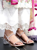 Shoetopia Embellished Rhinstone Silver Heeled Sandals For Women & Girls /Eu40,Rose-Gold,7,B0F319F38N