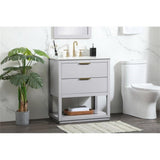 Elegant Decor Larkin 30 Solid Wood Mdf Single Bathroom Vanity In Gray